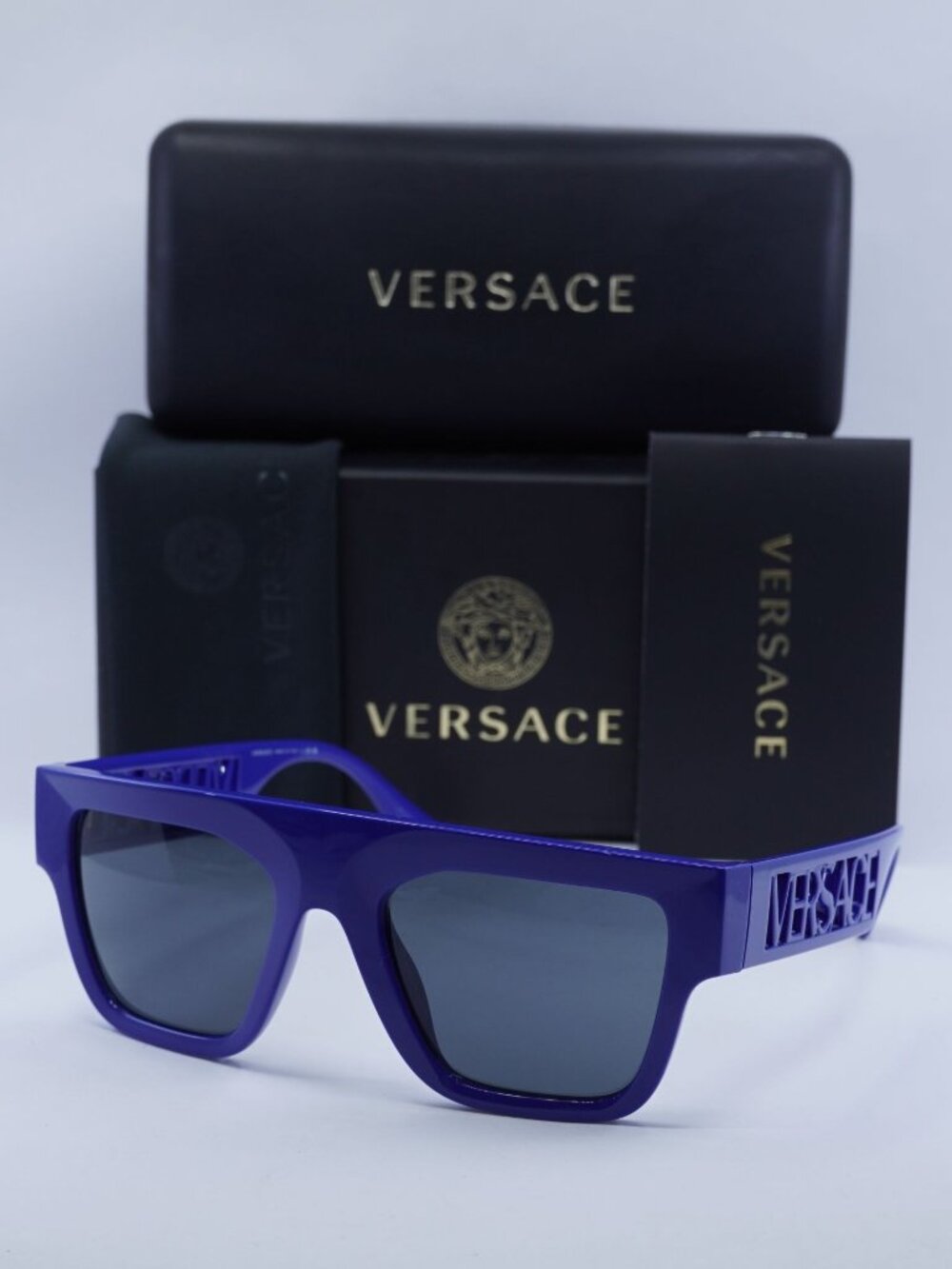 Versace VE4430U 529487 Square Sunglasses – Bluette/Dark Grey